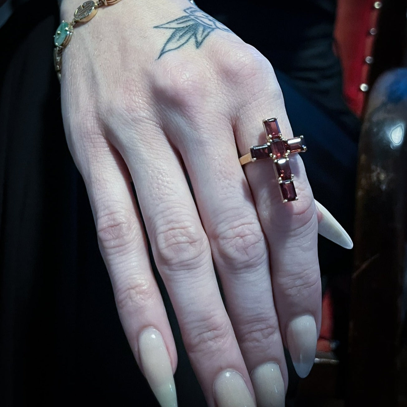 Repurposed Garnet Cross Ring