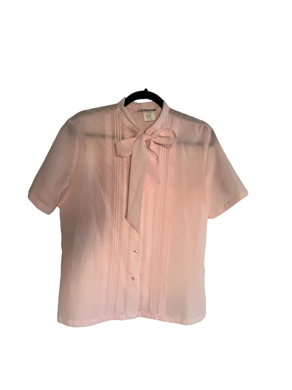 Pale Pink Pussy Bow Blouse