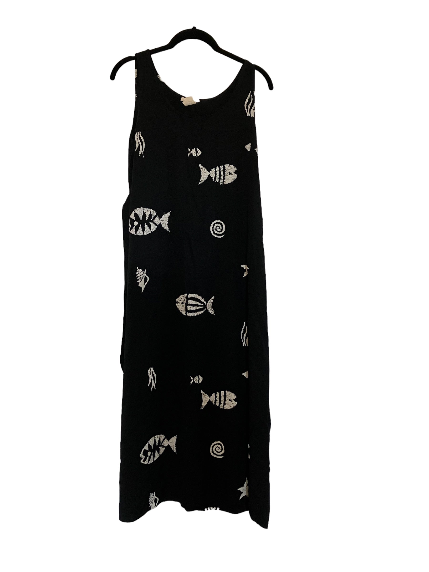 Black Midi Dress With Fish