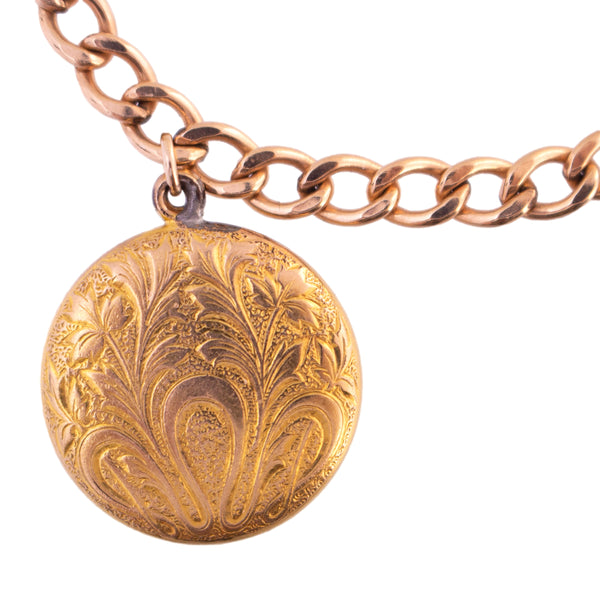 Vintage Gold Filled Locket with Scroll Disc Charm