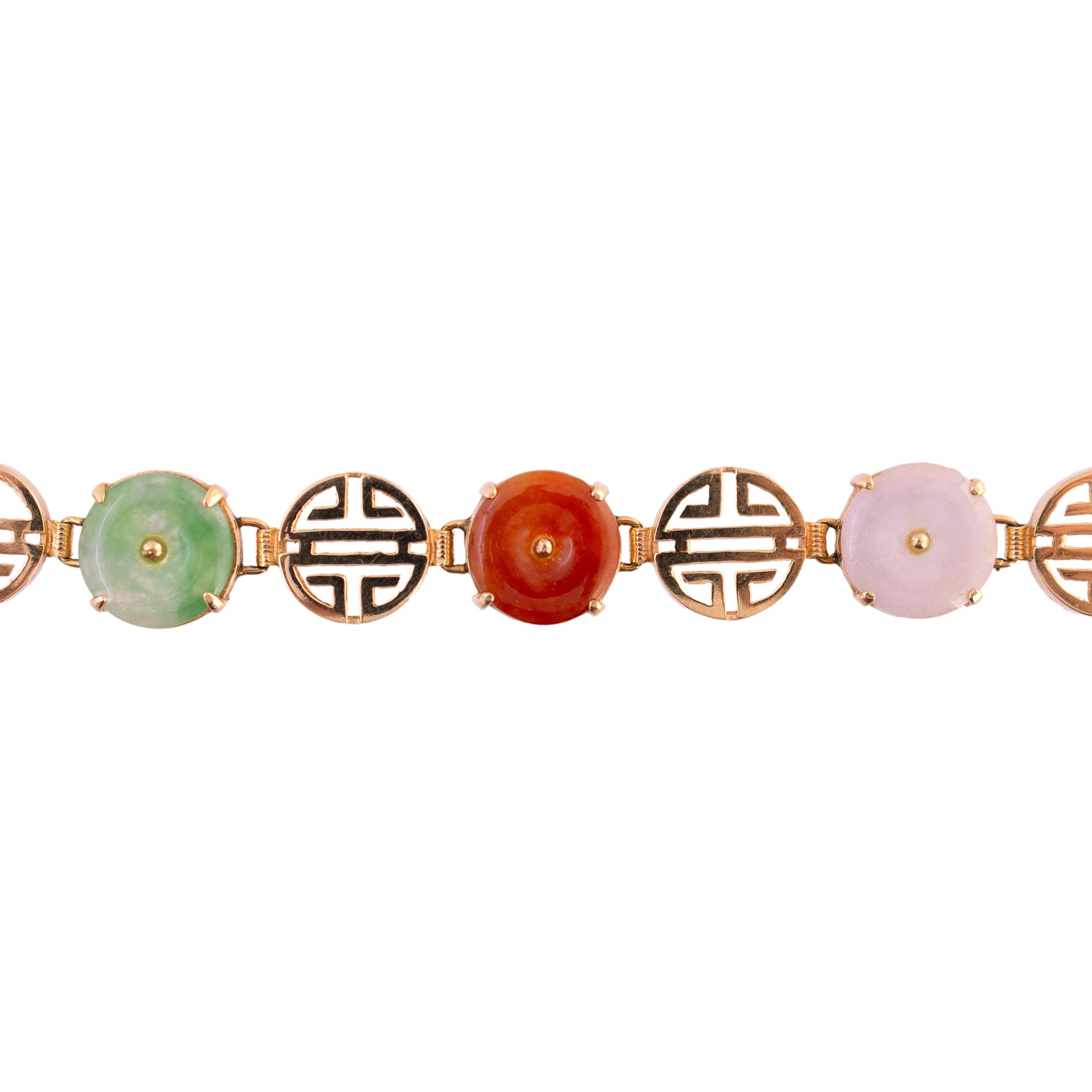 14K Gold Asian Inspired Jade Bracelet