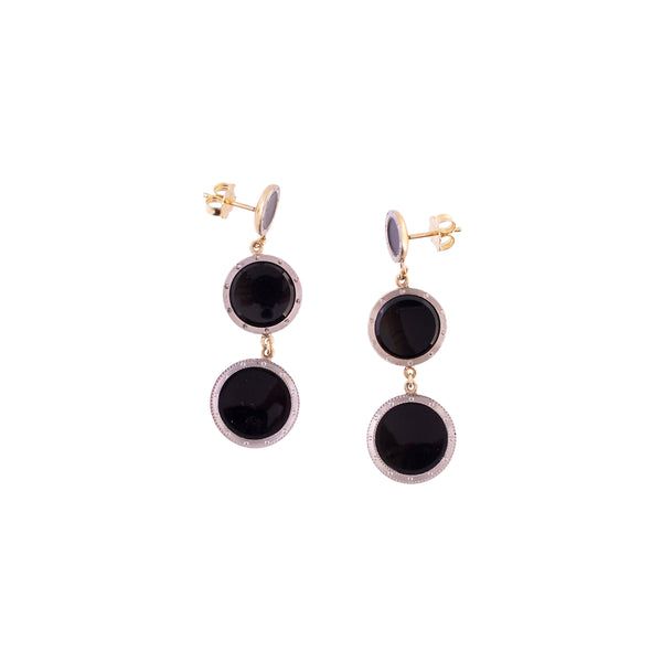 Repurposed Cuff Link Onyx Earrings