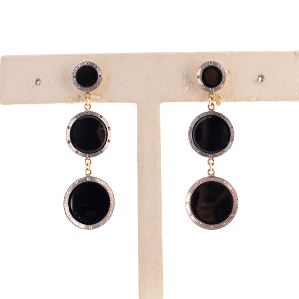 Repurposed Cuff Link Onyx Earrings