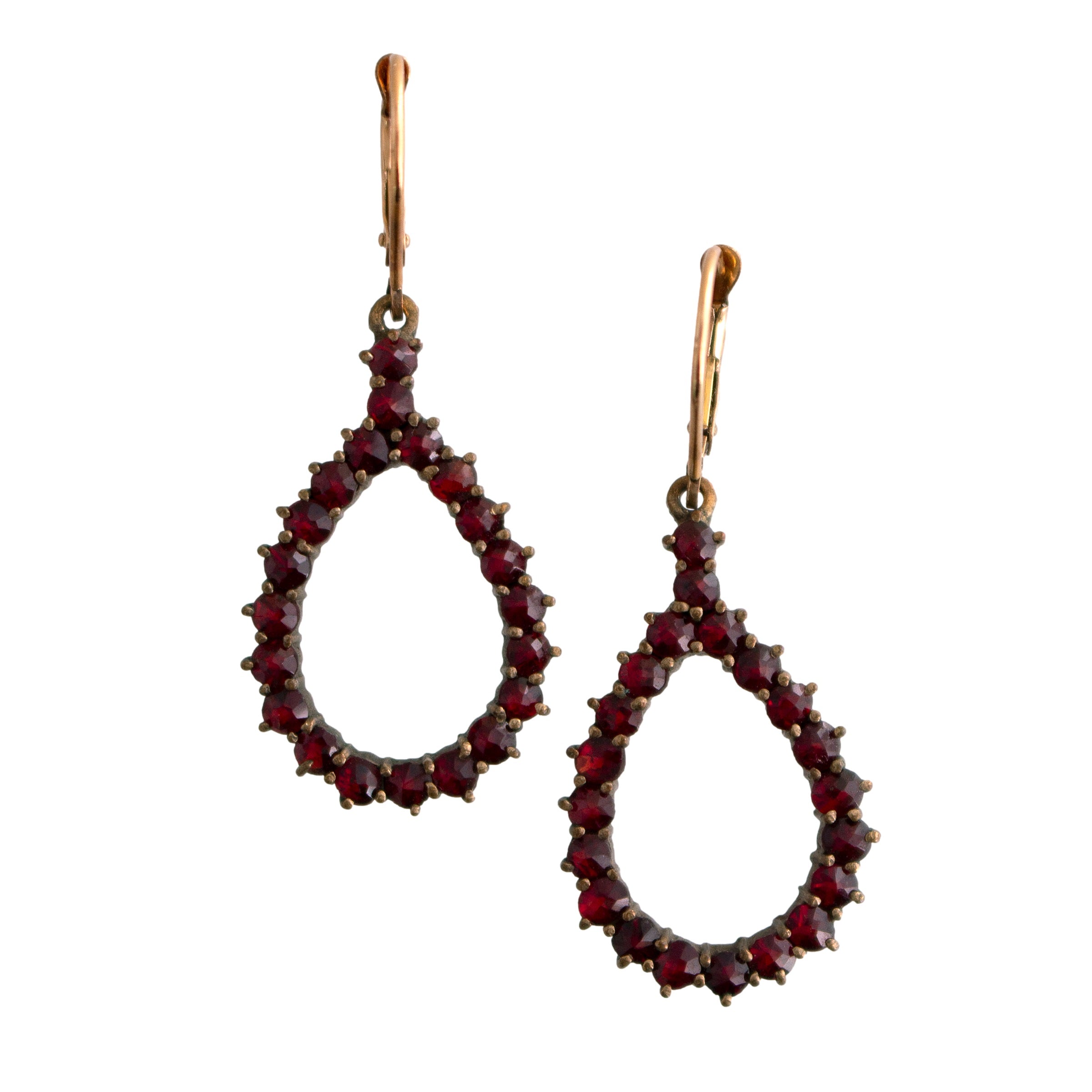 Bohemian Garnet Tear Drop Dangle Earrings