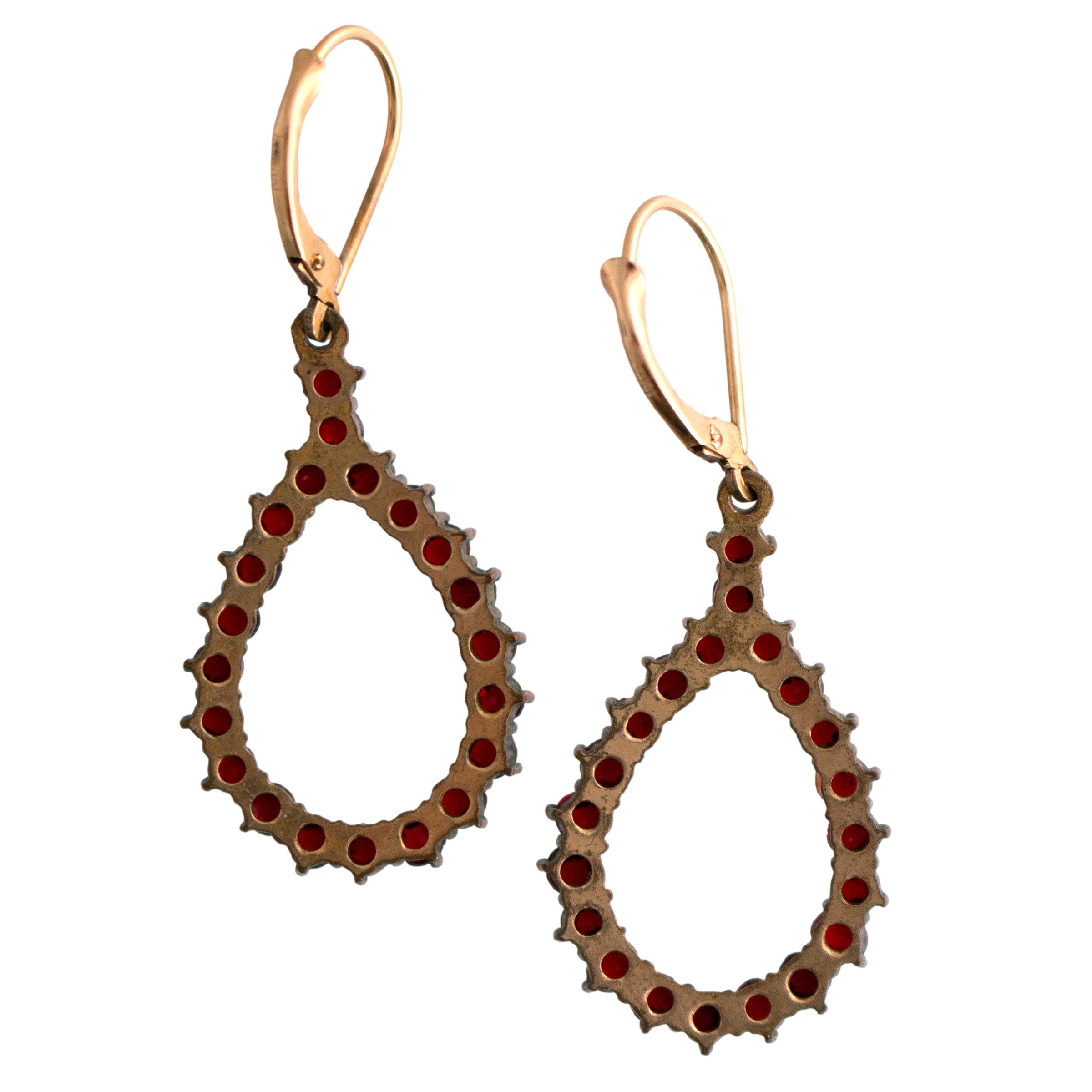 Bohemian Garnet Tear Drop Dangle Earrings