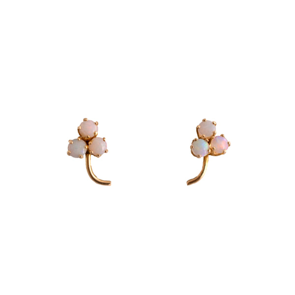 14K Gold Opal Clover Earrings