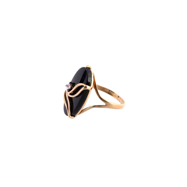 Vintage Onyx Leaf Ring