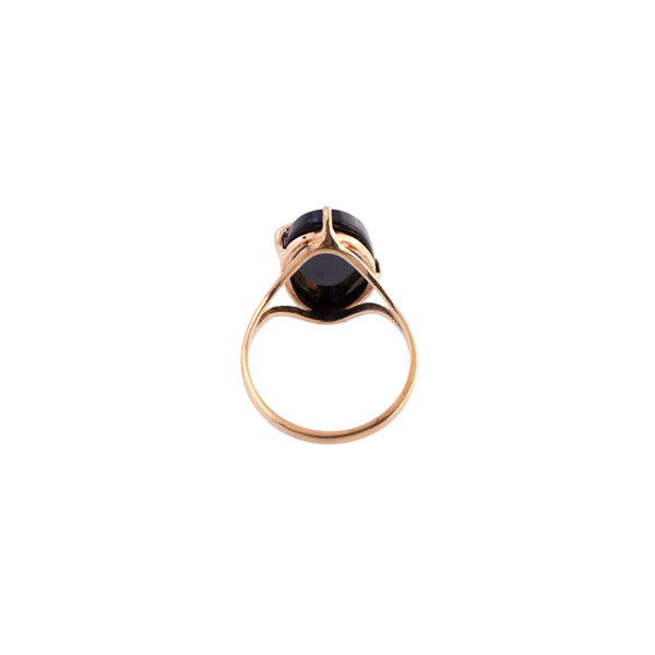 Vintage Onyx Leaf Ring