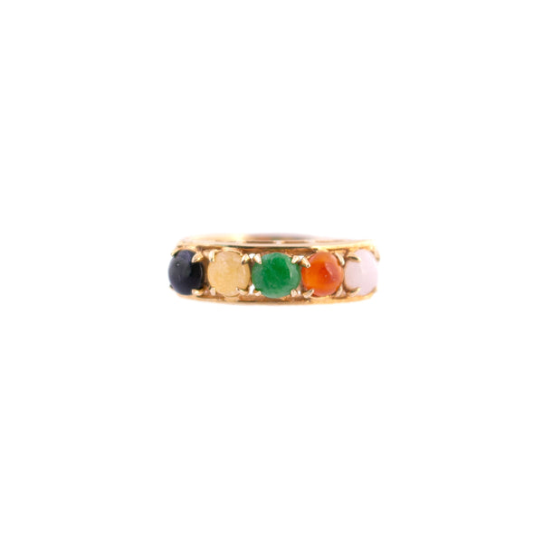 14K Gold Multi Color Nephrite Ring