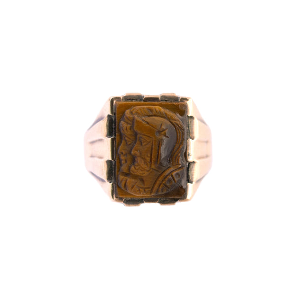 Tiger's Eye Soldier Cameo Ring