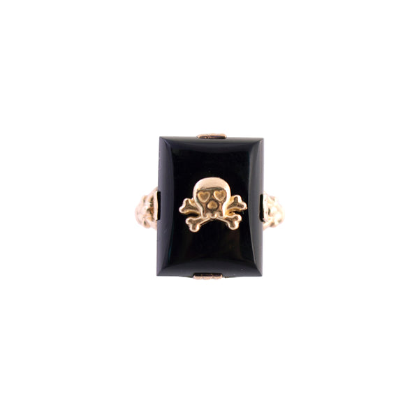 Upcycled Skull Onyx Ring