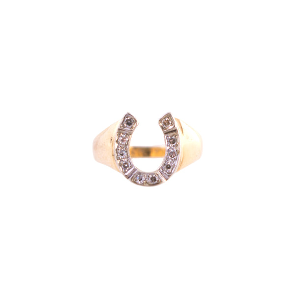 14K Gold Diamond Horseshoe Ring