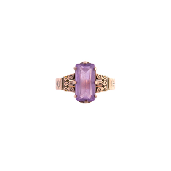 Antique 10K Gold Purple Stone Ring