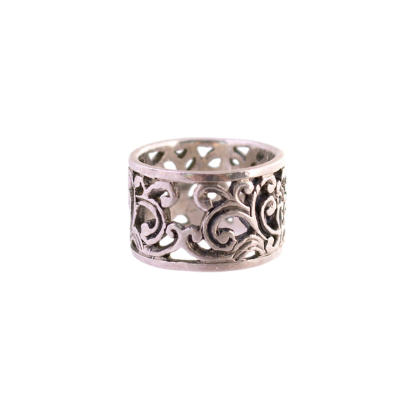 Sterling Wide Floral Band