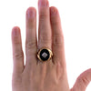 10K Gold Onyx and Diamond Fluted Gent's Ring