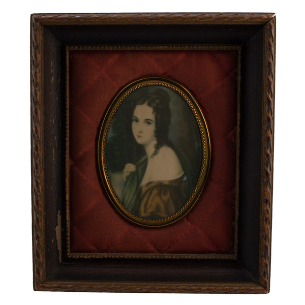 Vintage Lady in Red Quilted Frame