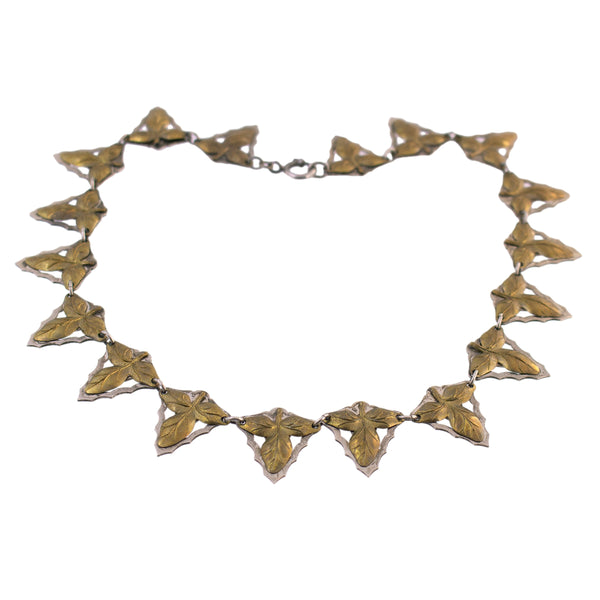 Two Tone Leaf Link Necklace