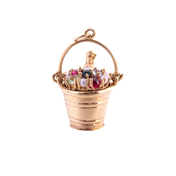 14K Gold Gemstone Champagne Bucket Charm