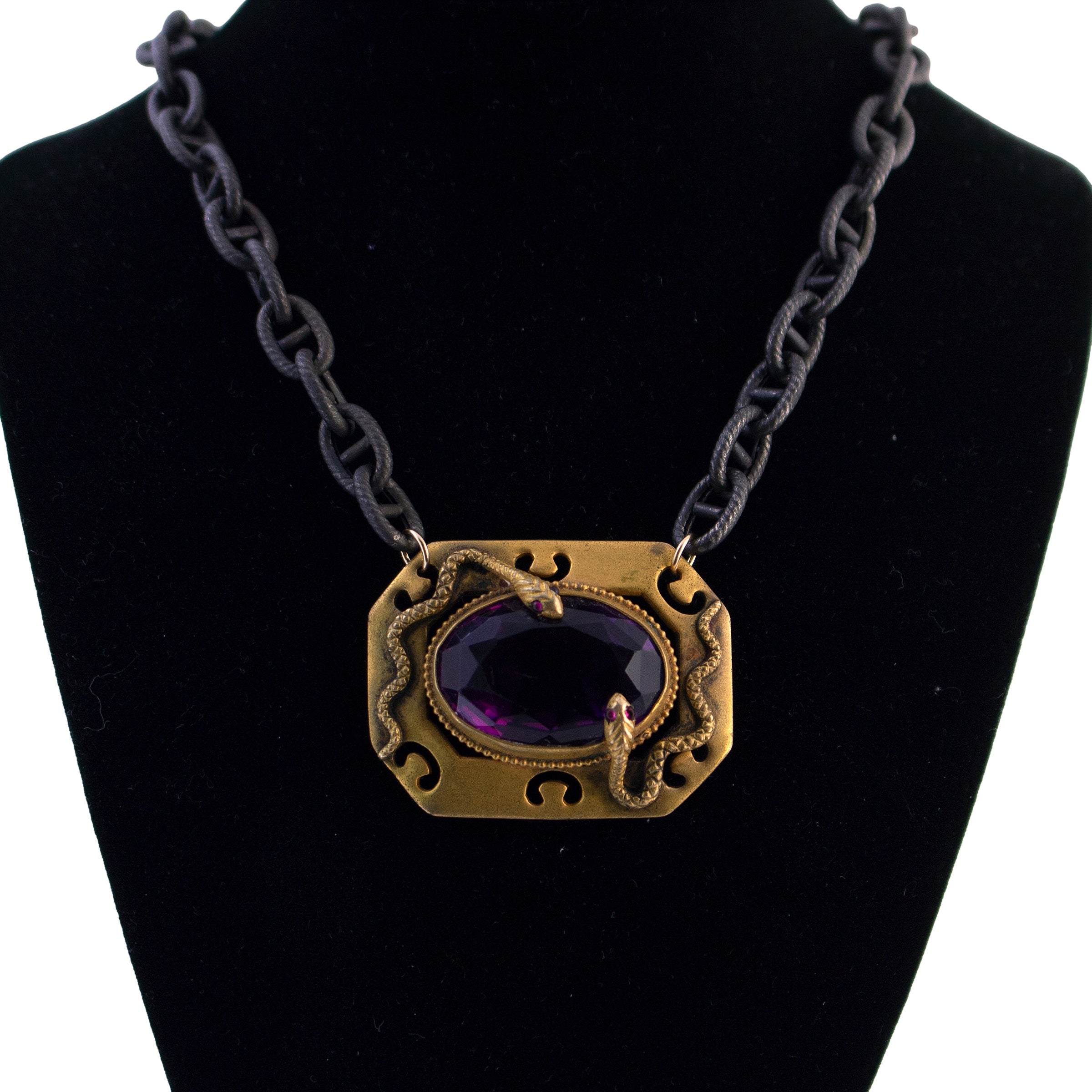 Upcycled Purple Glass Snake Necklace