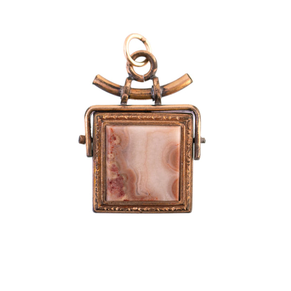 Antique Gold Filled Agate Fob Pendant