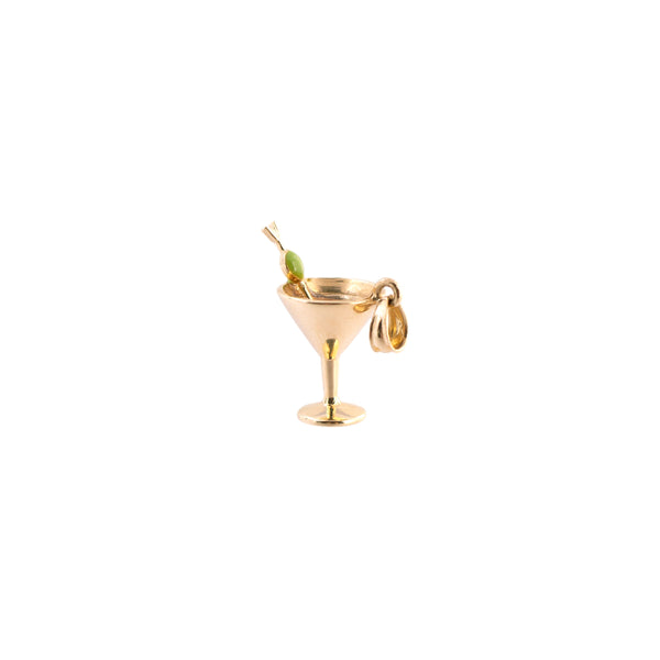 14K Gold Martini Glass Charm
