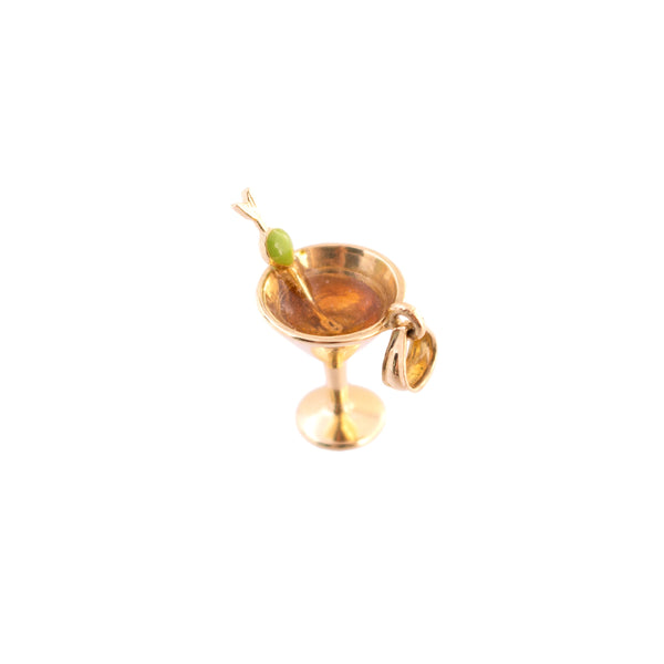 14K Gold Martini Glass Charm