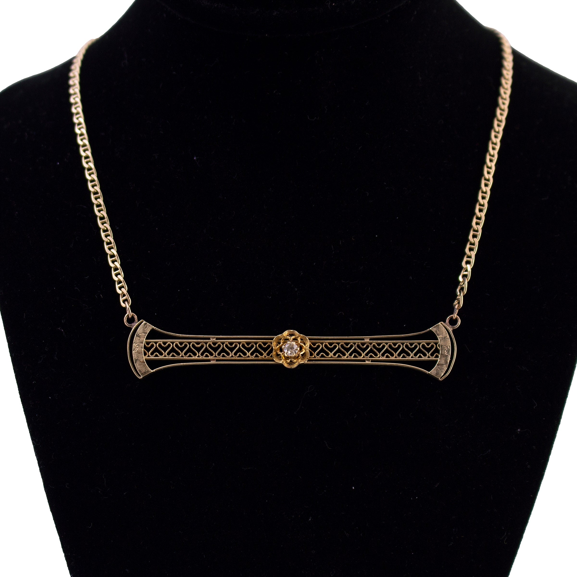 Upcycled Gold Bar Necklace on Anchor Chain