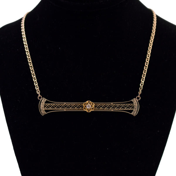Upcycled Gold Bar Necklace on Anchor Chain