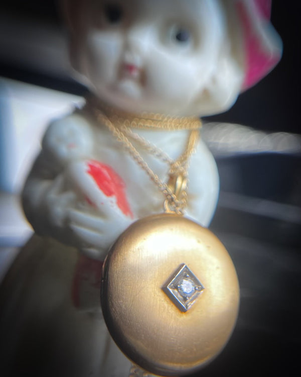 Vintage Gold Locket with Diamond