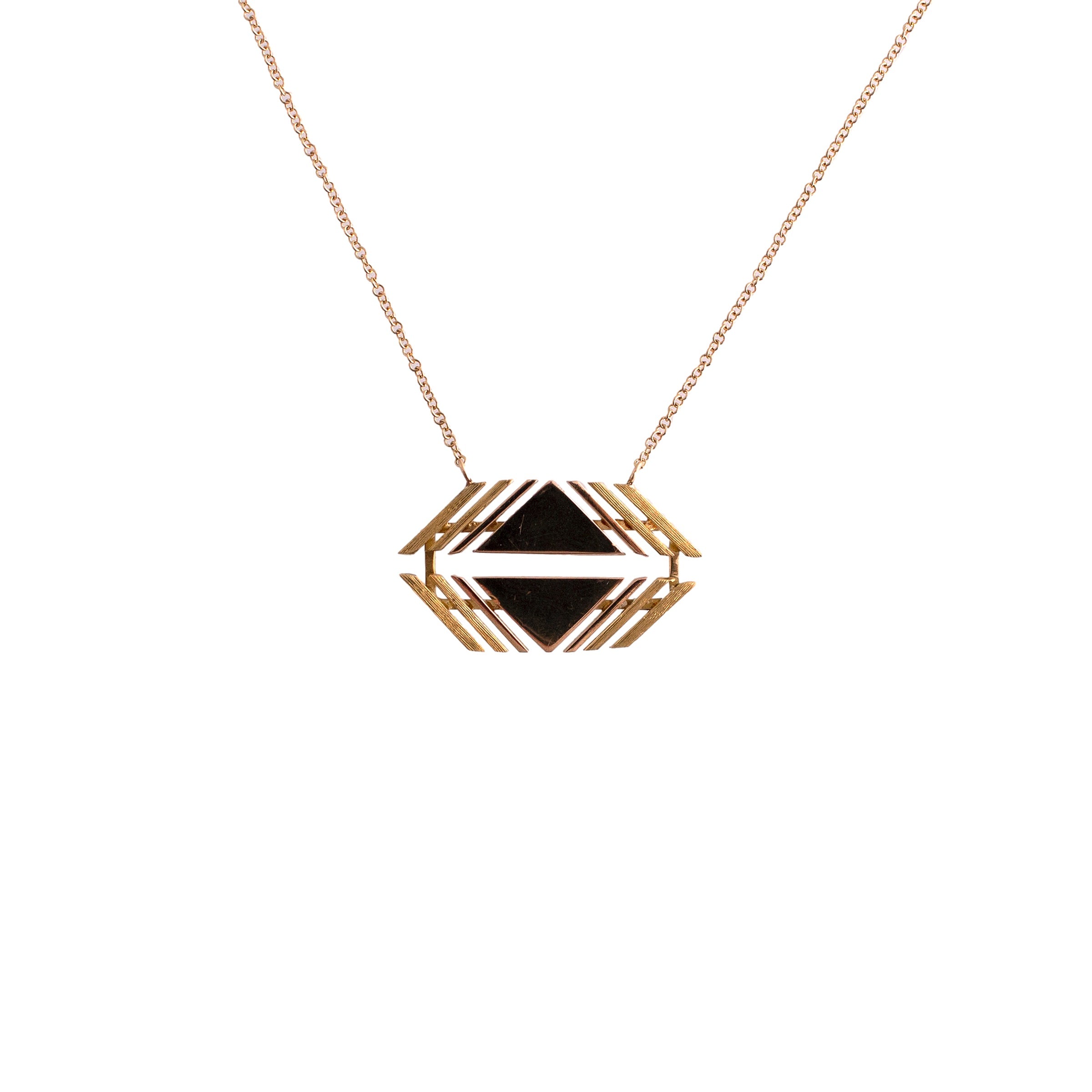 Upcycled Geometric Two Tone Pendant on Chain