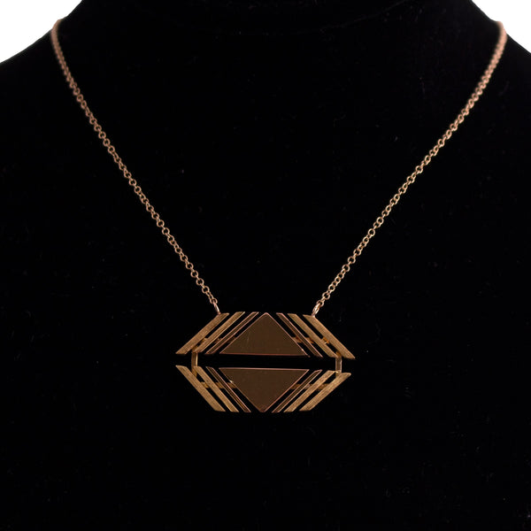 Upcycled Geometric Two Tone Pendant on Chain