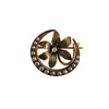 Victorian 10K Gold Crescent and Flower Brooch