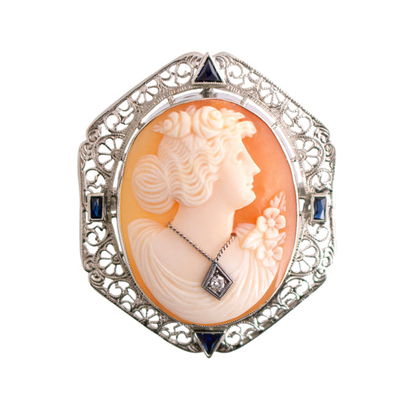 14K Gold Shell Cameo Brooch/Pendant