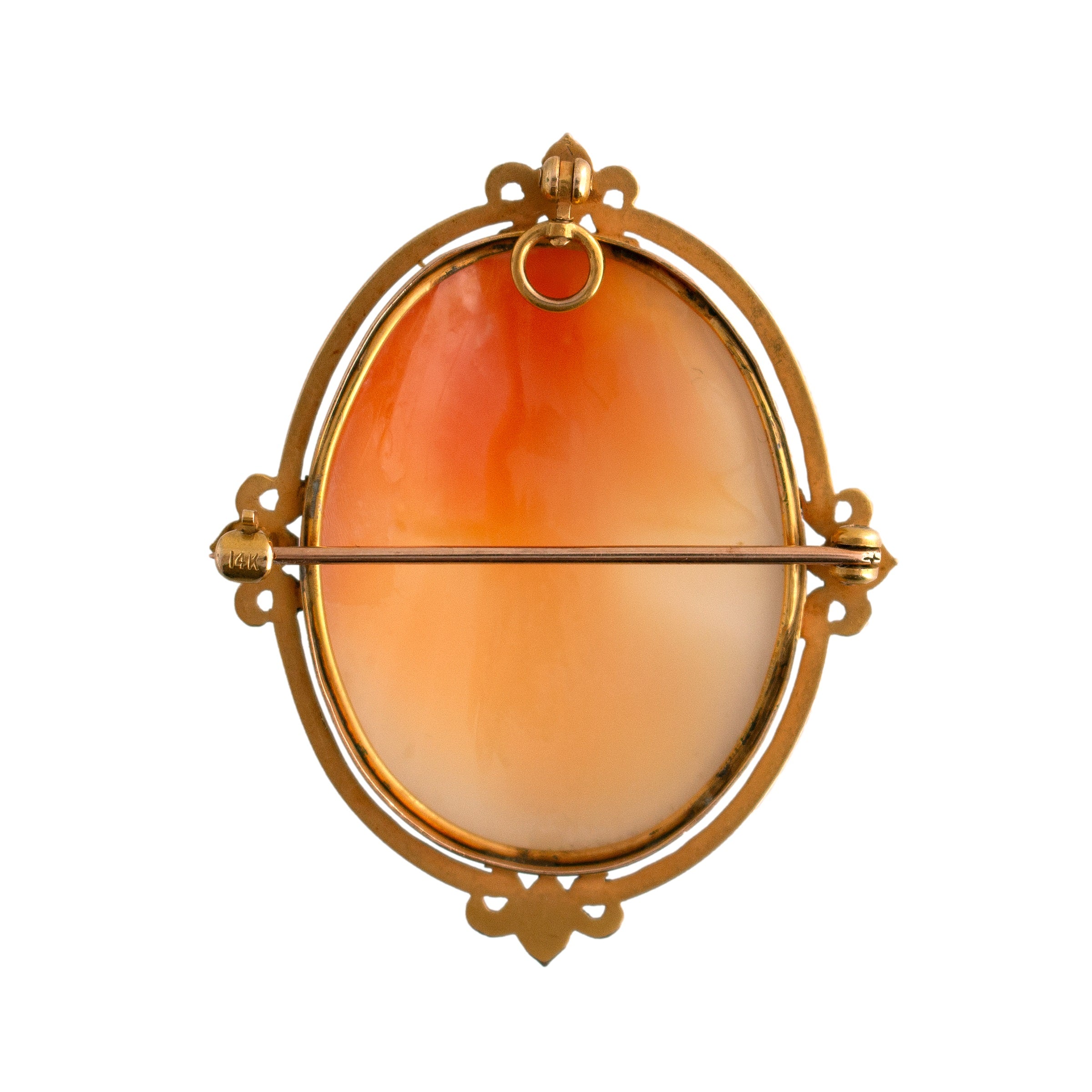 14K Gold Shell Cameo and Pearl Pin/Pendant