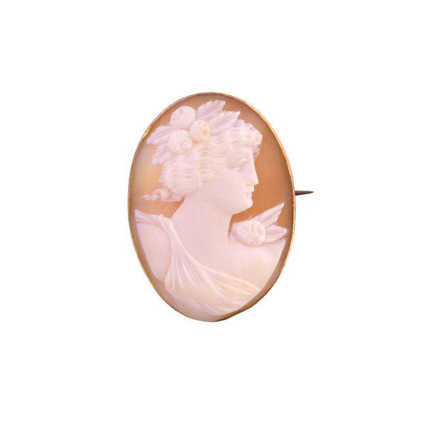 Antique Cameo Brooch- Lady with Floral Hair