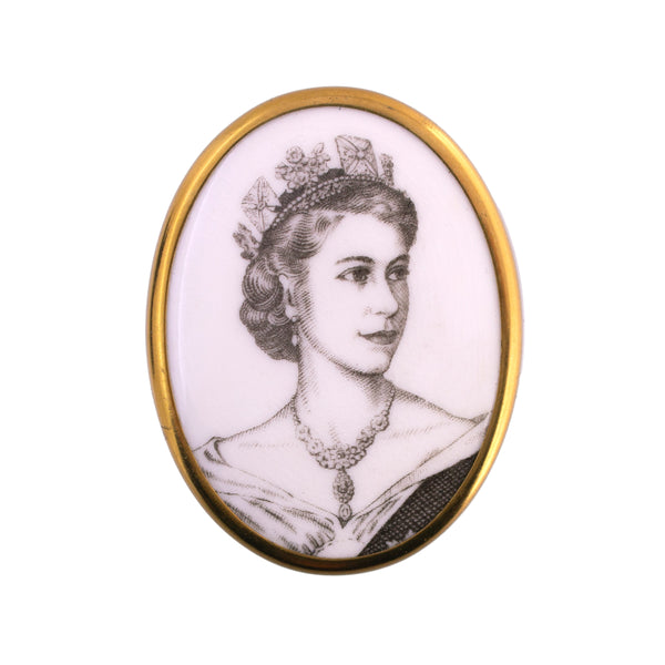 Queen Elizabeth II Royal Worcester Coronation Brooch
