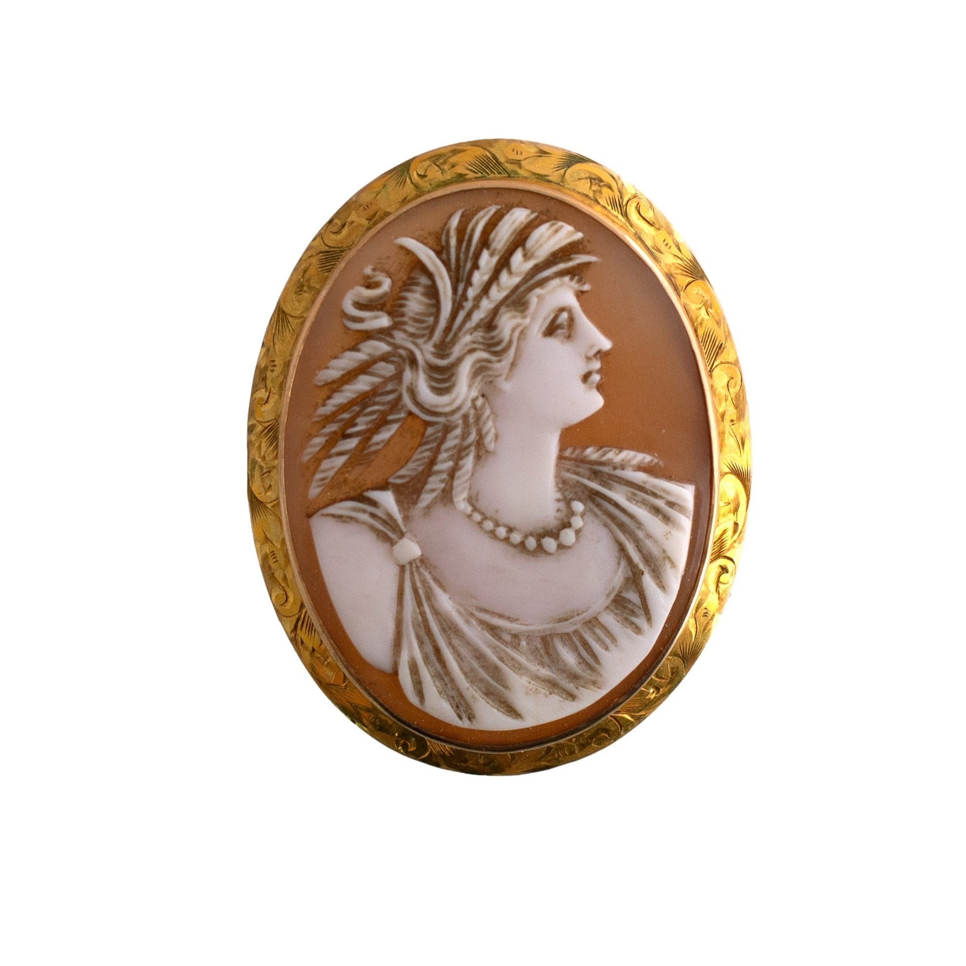 10K Gold Artemis Shell Cameo Pin/Pendant