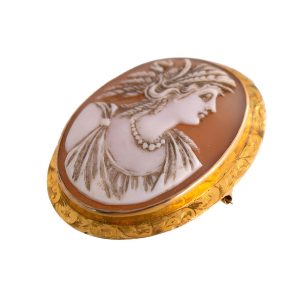 10K Gold Artemis Shell Cameo Pin/Pendant