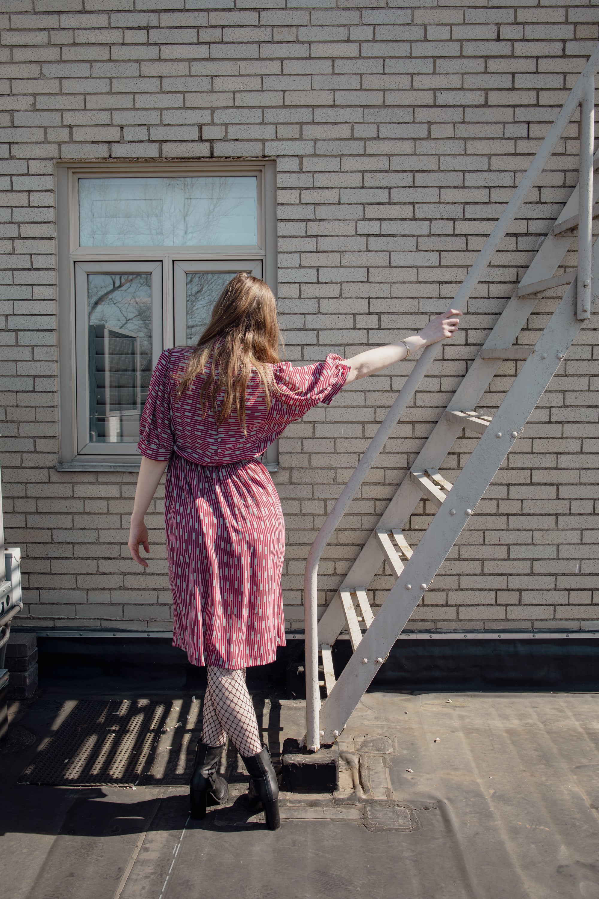 Gray and Pink Patterned Dress