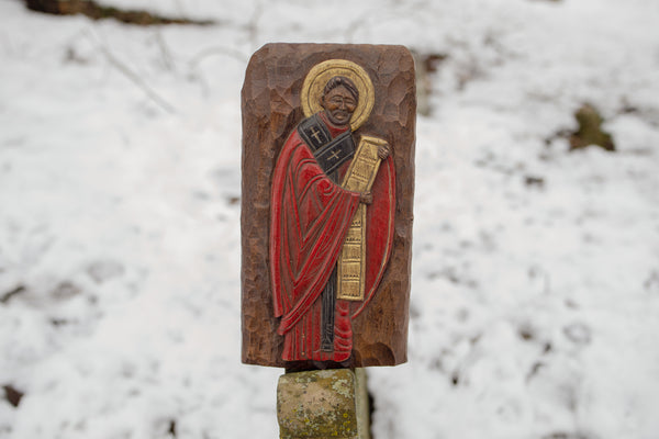 Carved Wood Saint Wall Hanging