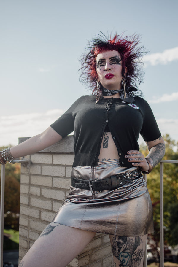 Metallic Faux Leather Skirt