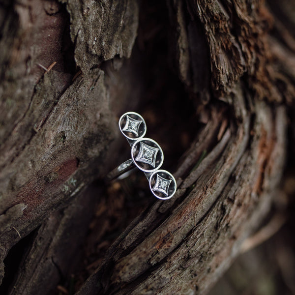 Repurposed Brooch Diamond Ring