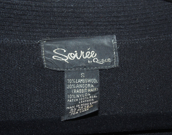 Black Leather Embellished Vintage Sweater