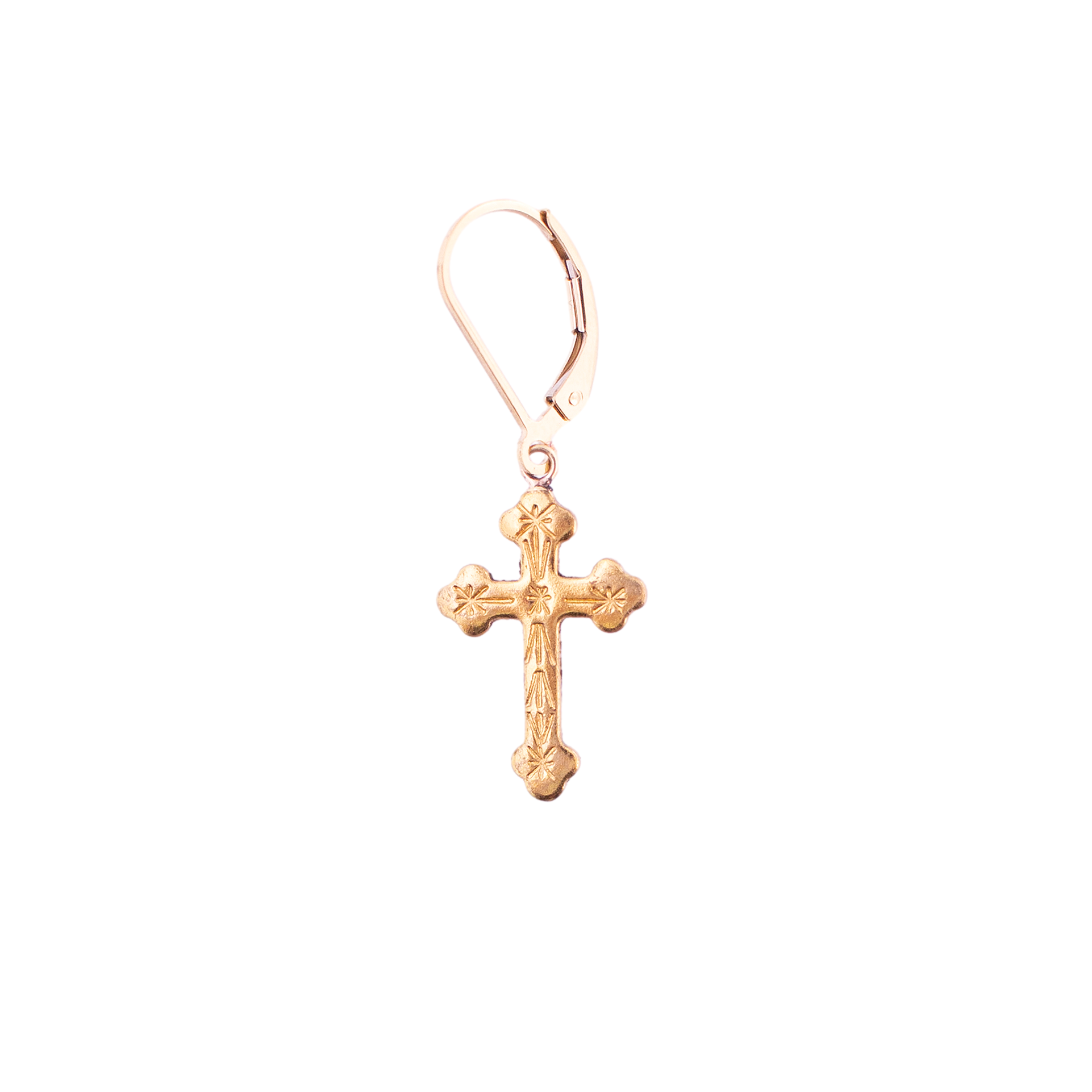 Gold Filled Decorative Cross Single Earring