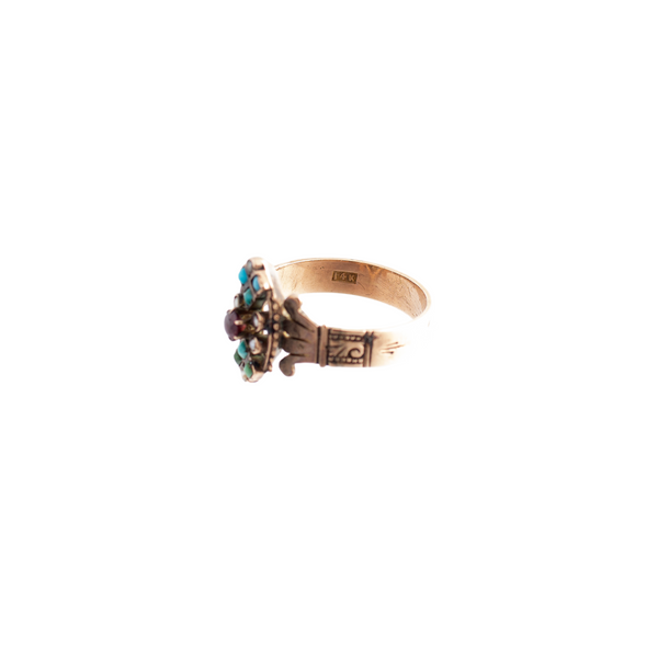 Victorian Turquoise and Garnet Ring