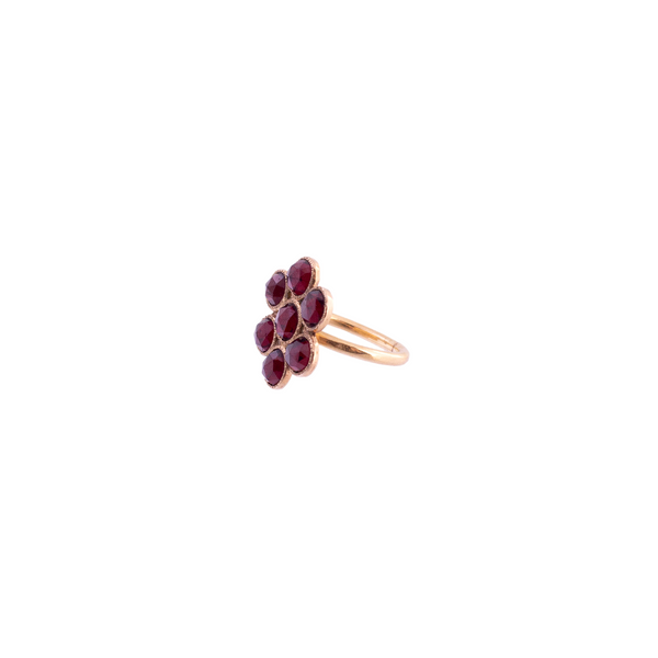 Bohemian Garnet Flower Ring