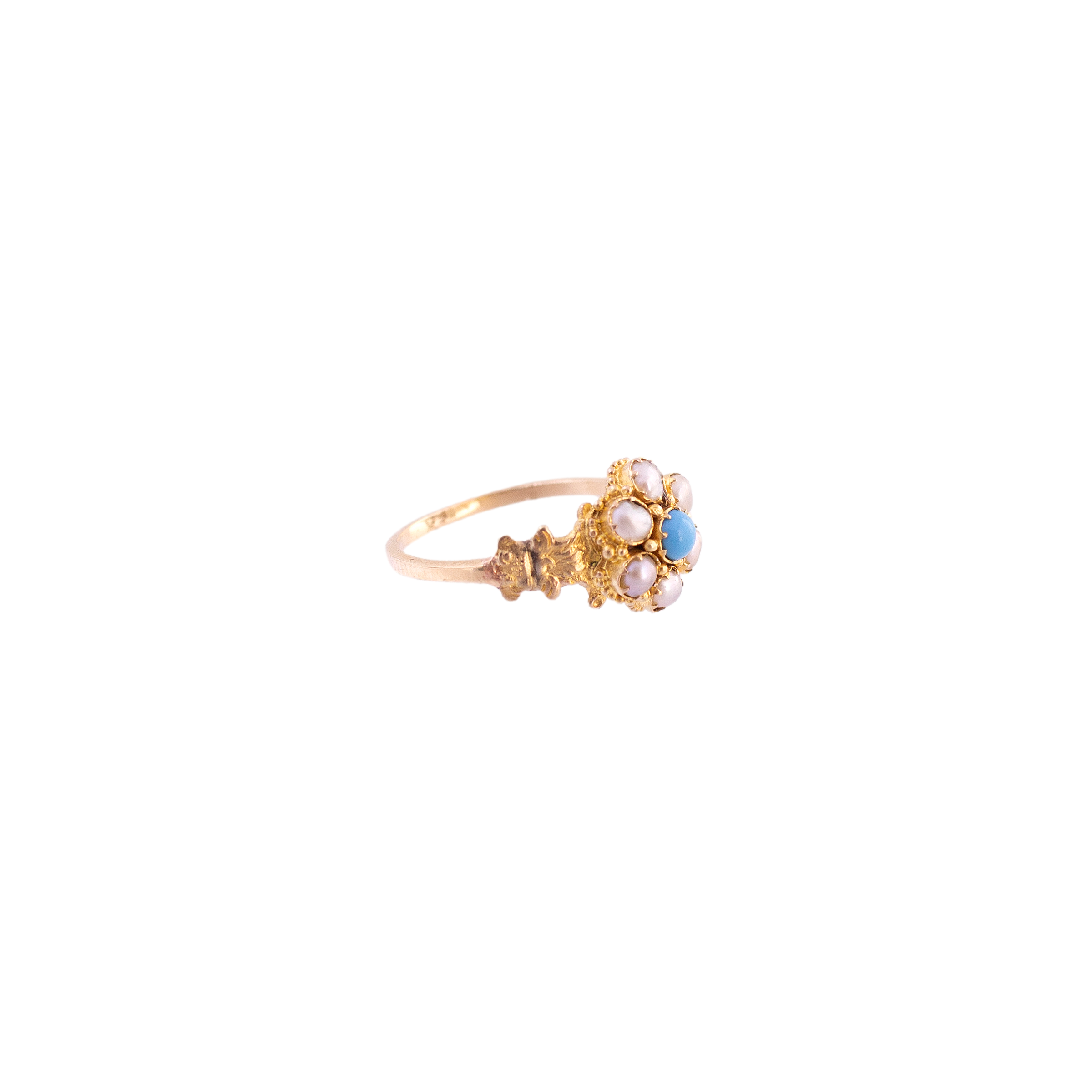 Seed Pearl and Turquoise Ring