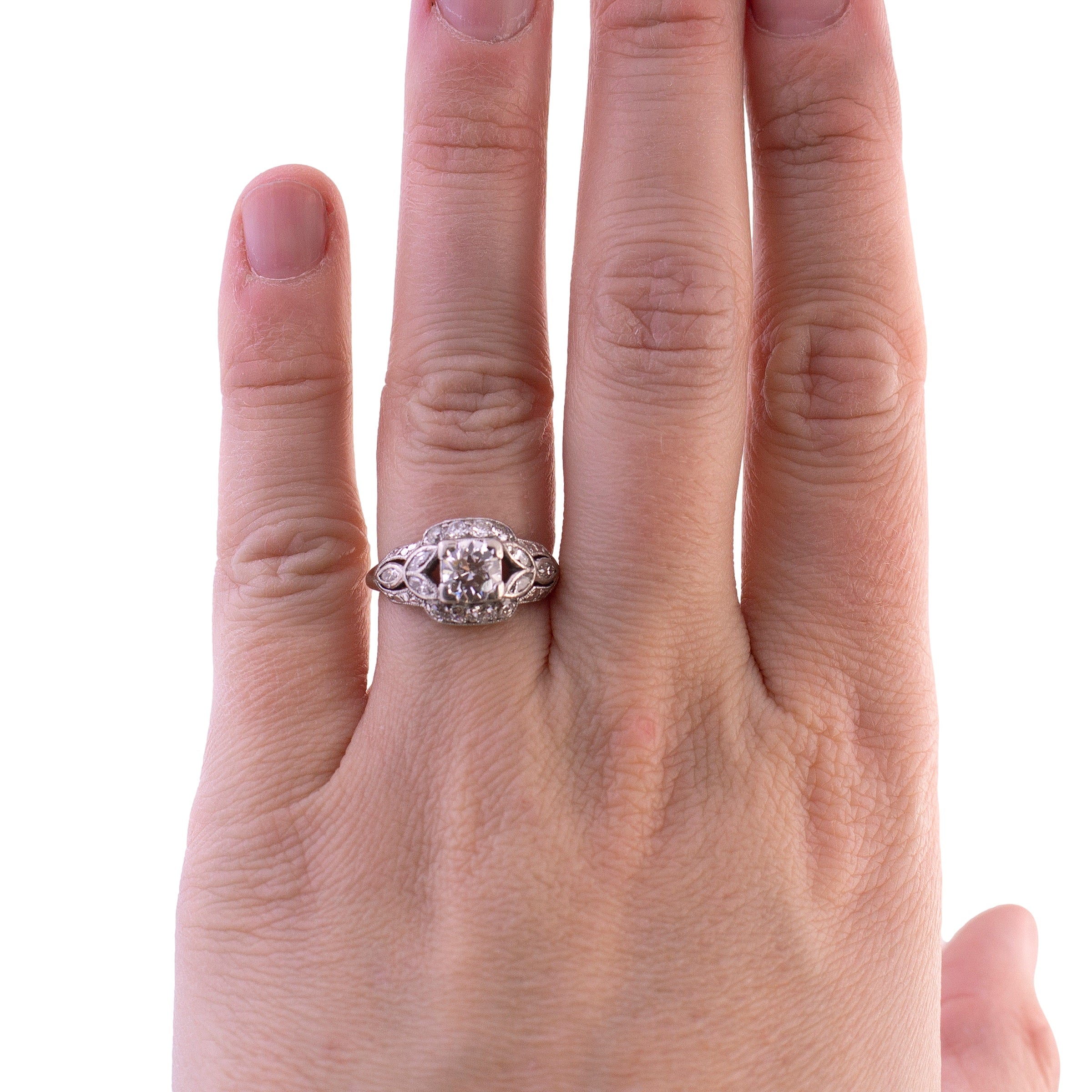 Platinum Diamond Milgrained Engagement Ring