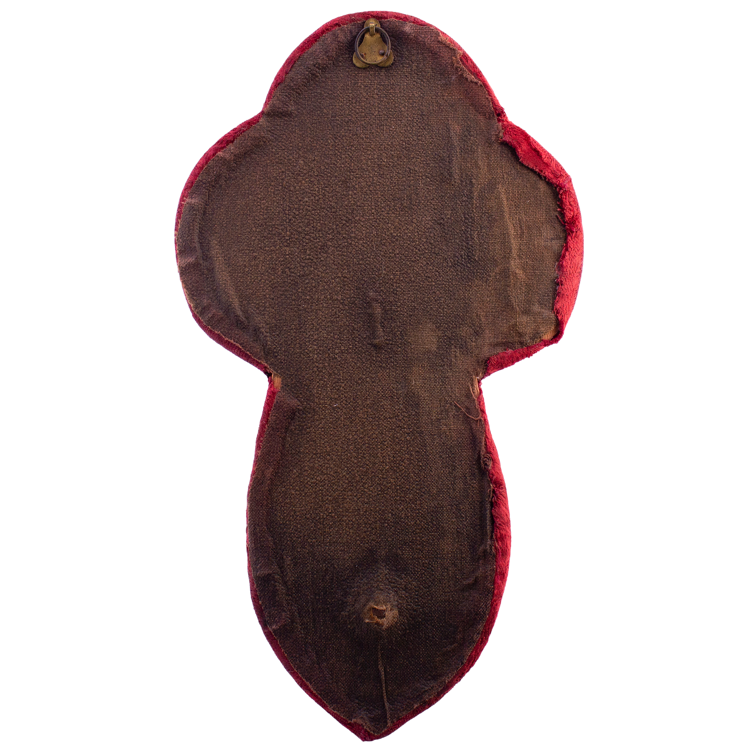 Antique Red Velvet Crucifix with Holy Water Font