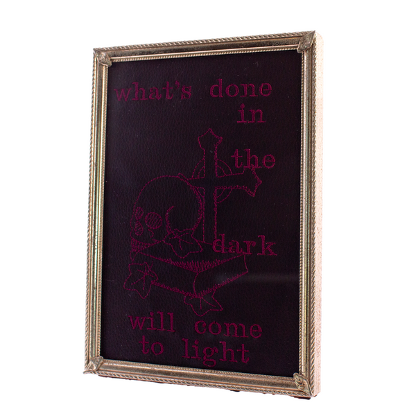 Vintage Frame With Embroidered Skull Piece